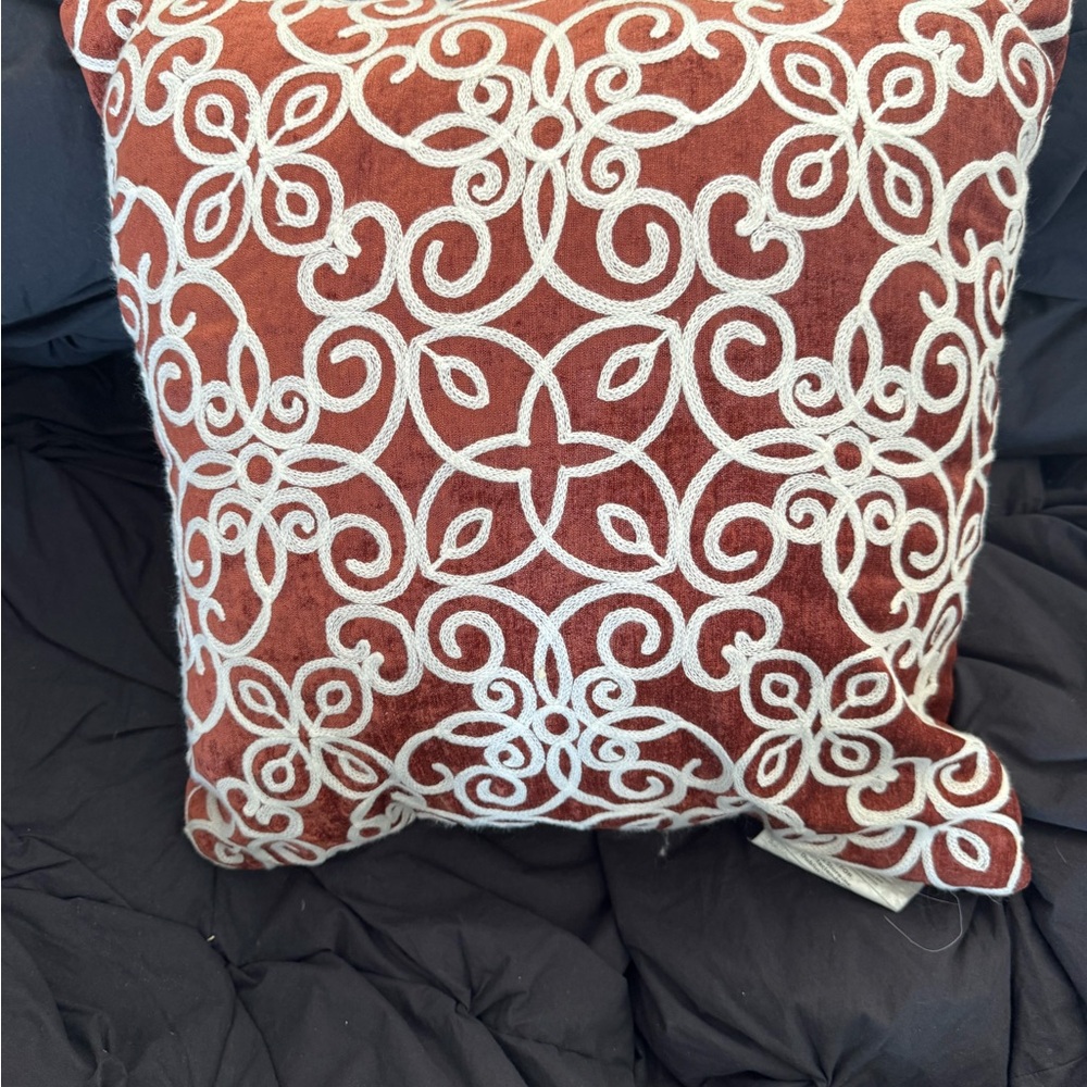2 Elegant Brown and White Decorative Pillows